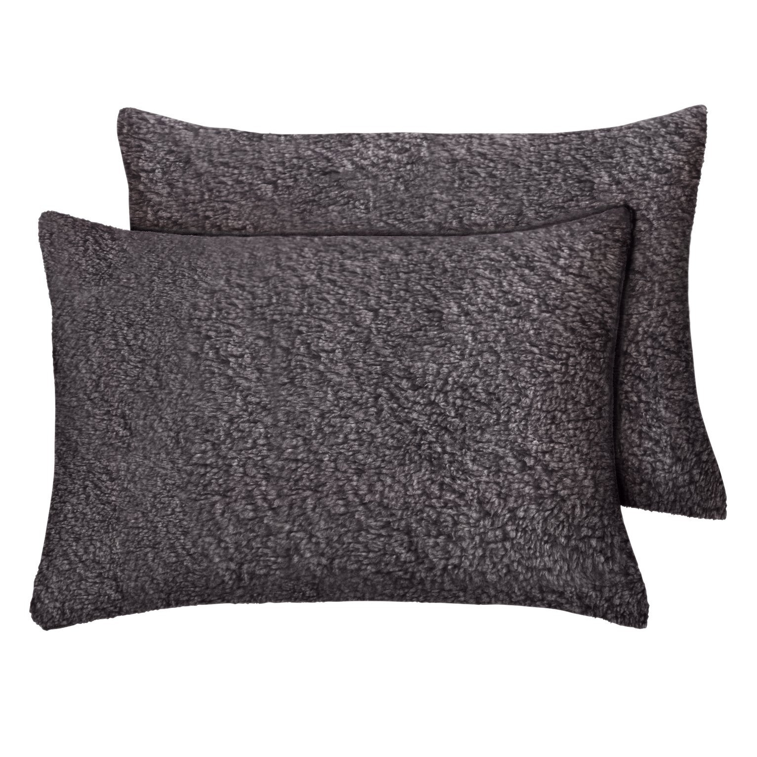 Argos Home Fleece Standard Pillowcase Pair Grey by Argos