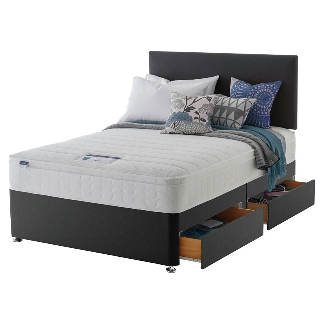 Silentnight Travis Small Double 4 Drawer Divan Bed- Charcoal by Argos ...