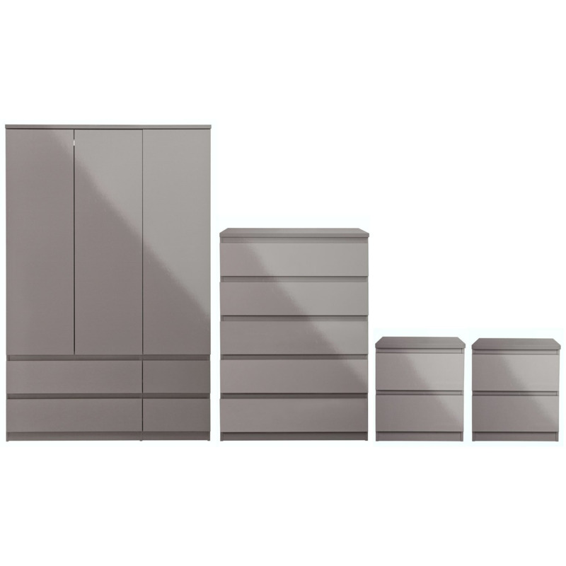 Habitat Jenson Gloss 4 Piece 3 Door Wardrobe Set Grey by Argos