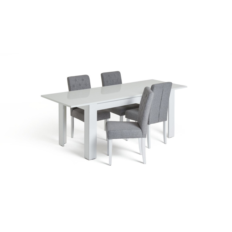 Habitat Miami Extending Table & 4 Button Chairs Grey by Argos