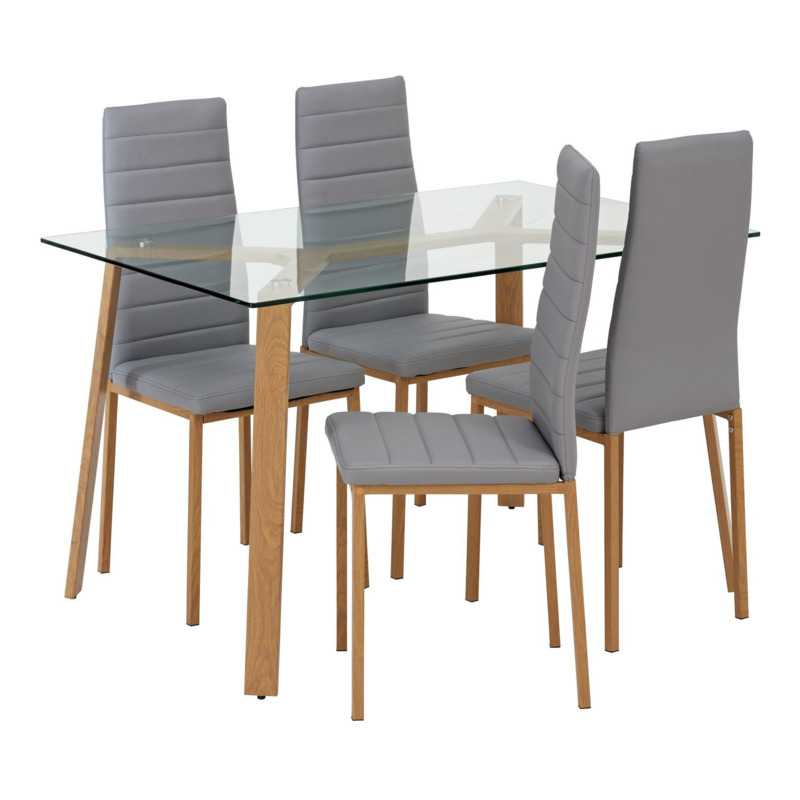 Argos Home Helena Glass Dining Table & 4 Grey Chairs by Argos