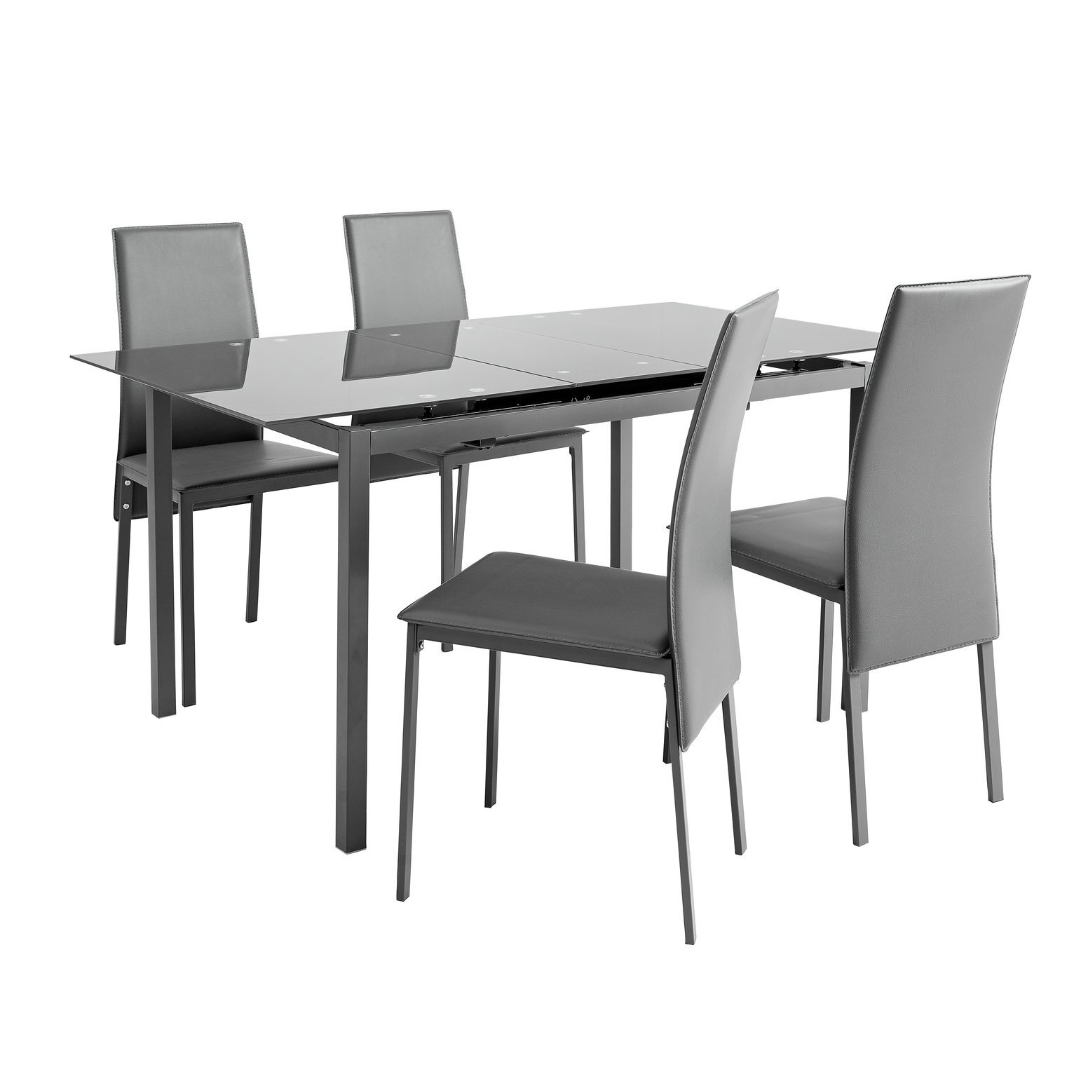 Argos Home Lido Glass Extending Dining Table & 4 Grey Chairs by Argos