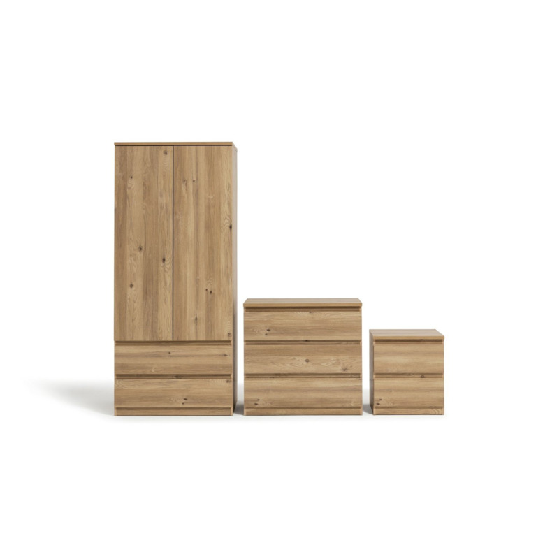 Habitat Jenson 3 Piece 2 Door Wardrobe Set Oak Effect by Argos