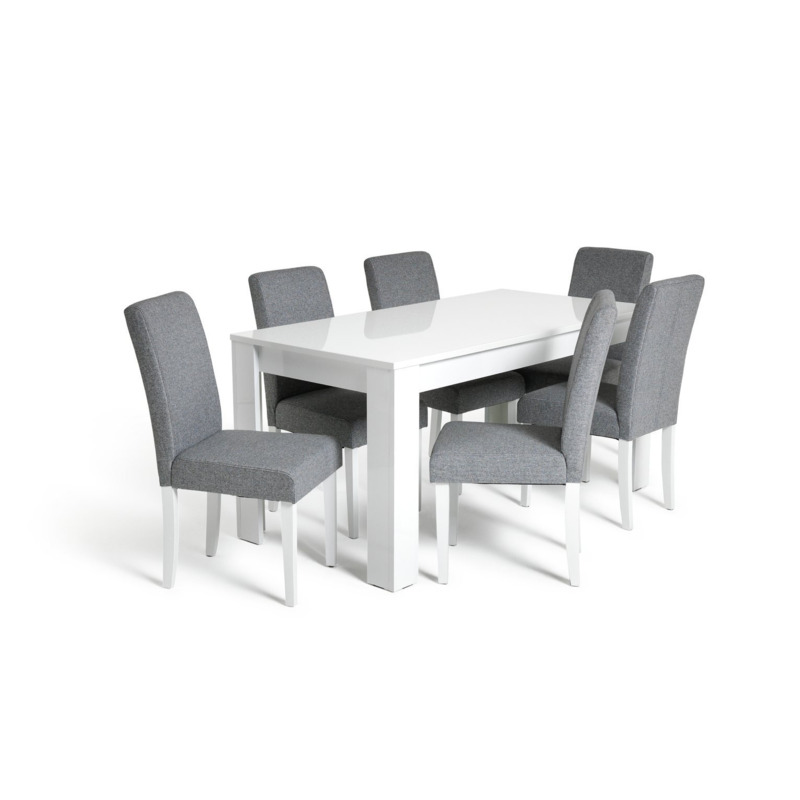 Argos Home Miami Wood Extending Dining Table & 6 Grey Chairs by Argos