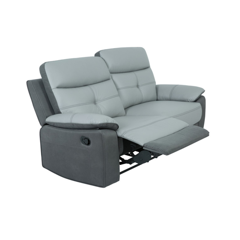 Argos Home Charles Leather Mix 3 Seater Recliner Sofa Grey by Argos