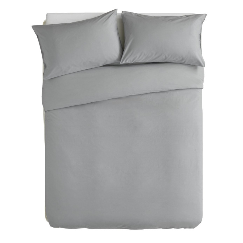 Habitat Cotton Rich 180 TC Plain Grey Bedding Set Double by Argos