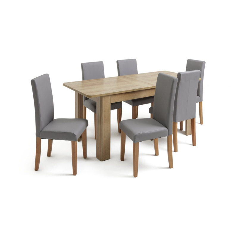 Argos Home Miami Curve Extending Table & 6 Grey Chairs by Argos