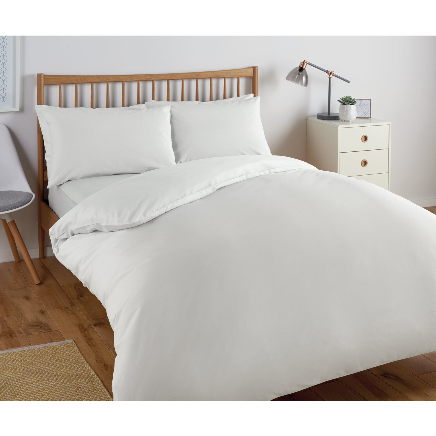 Habitat Cool Cotton Lyocell Plain White Bedding Set Double by Argos