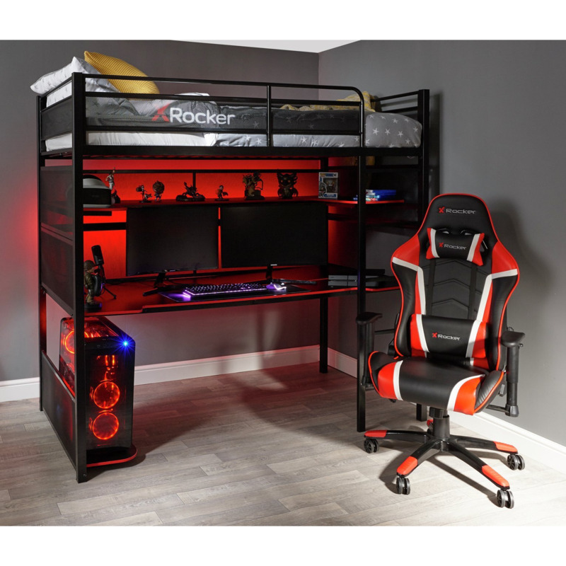 X Rocker Battle High Sleeper Gaming Bed & Alexis Mattress by Argos