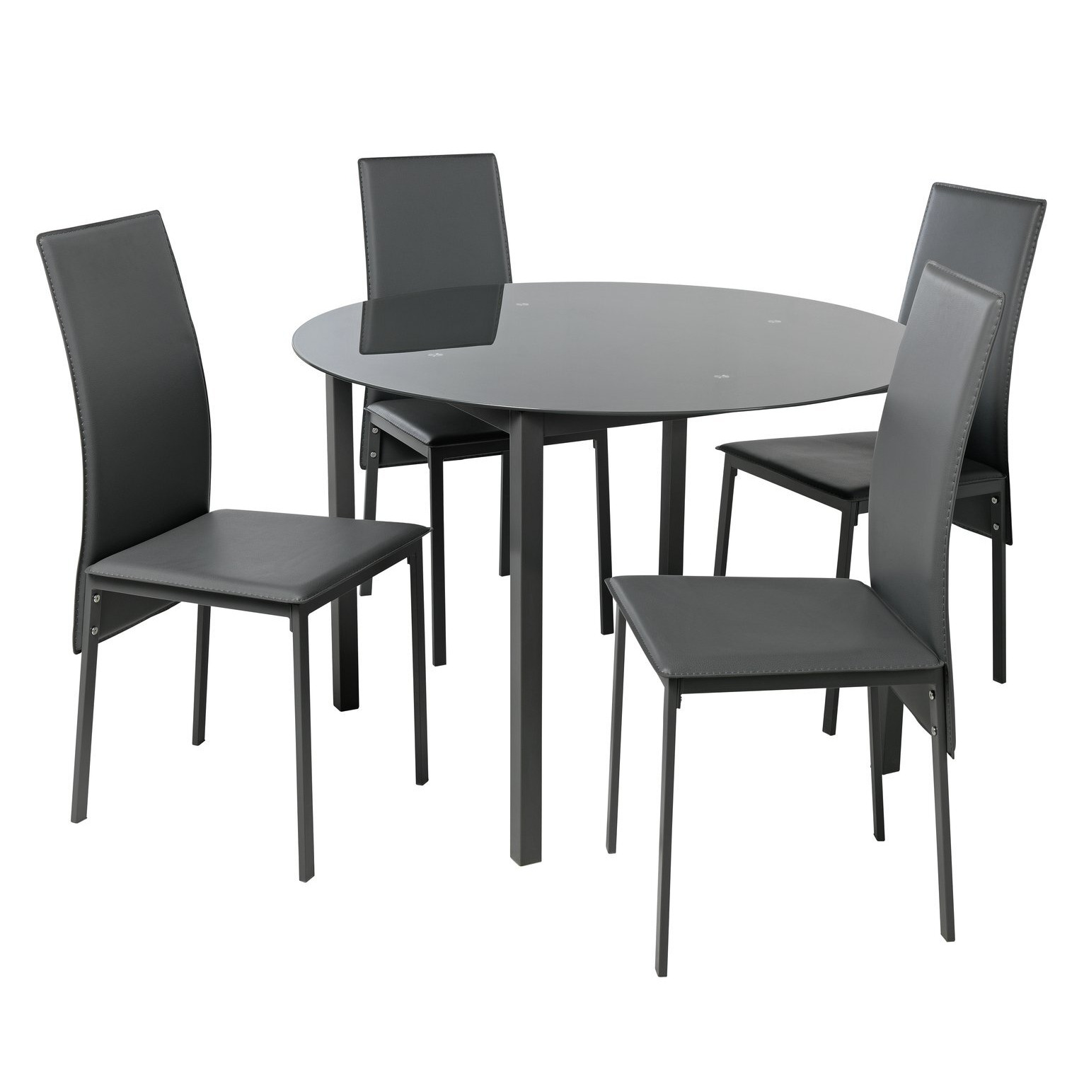 Argos Home Lido Glass Round Dining Table & 4 Grey Chairs by Argos
