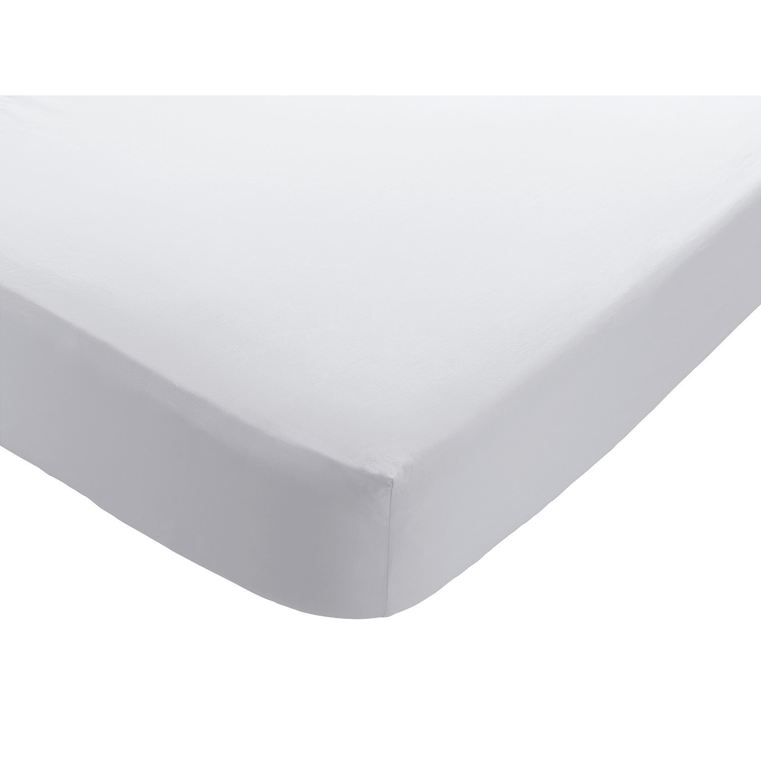 Habitat Washed Plain White Fitted Sheet Single by Argos