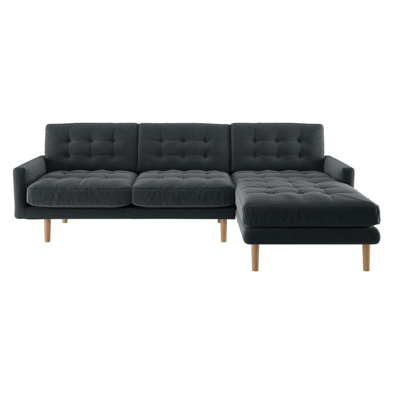 Habitat Fenner Fabric Corner Chaise Sofa Dark Grey by Argos