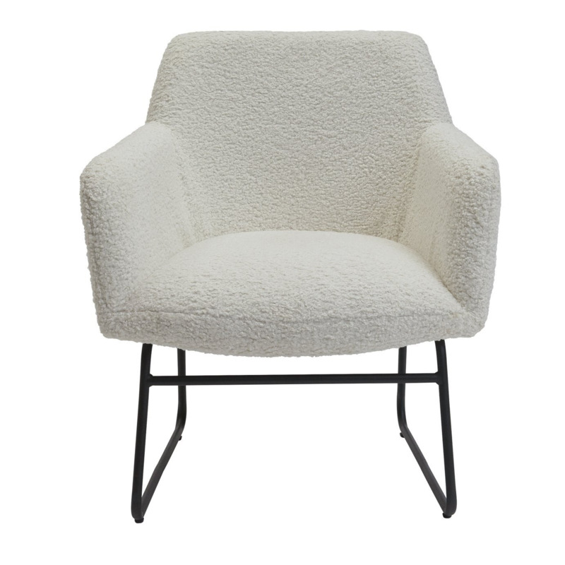 Habitat Cyrus Boucle Sleigh Chair - White by Argos | ufurnish.com