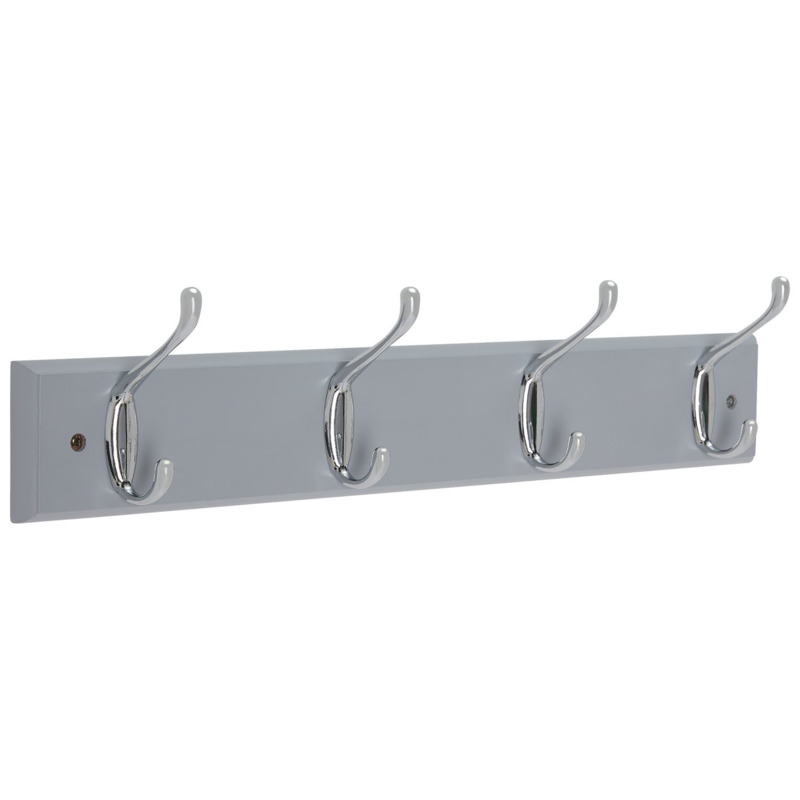 Argos Home Pack of 4 Double Coat Hooks Grey by Argos