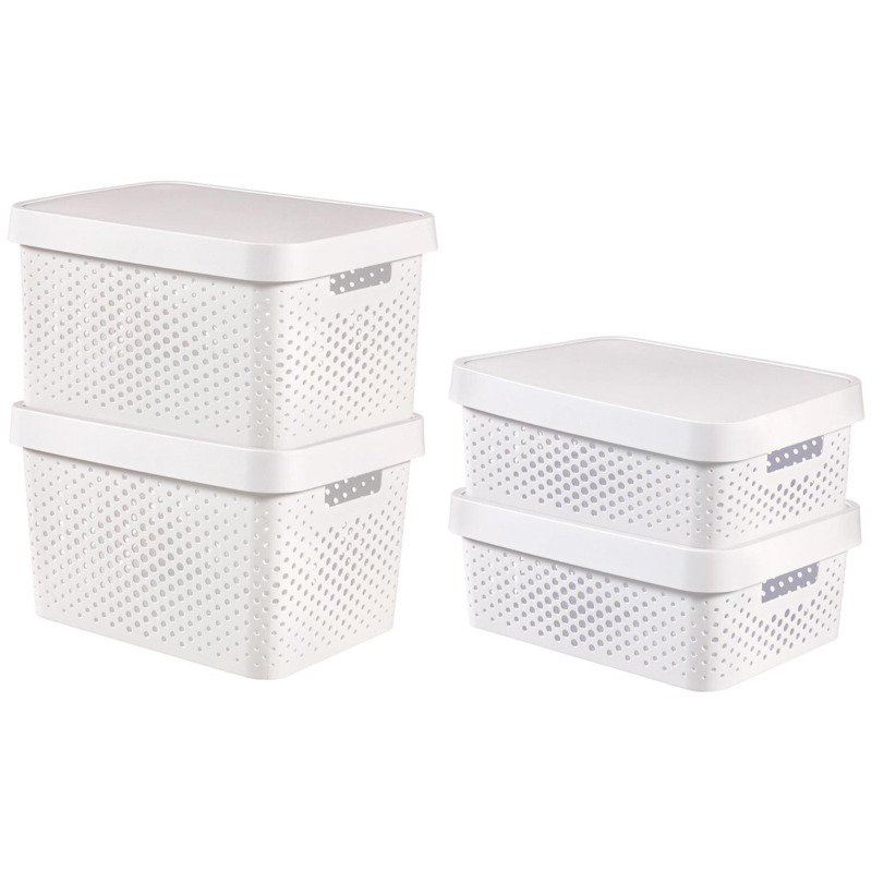 Curver Infinity Dots Set of 4 17 and 11 Litre Boxes White by Argos