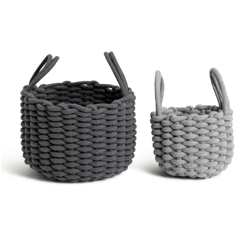 Habitat Cotton Pack of 2 Rope Storage Basket Grey by Argos