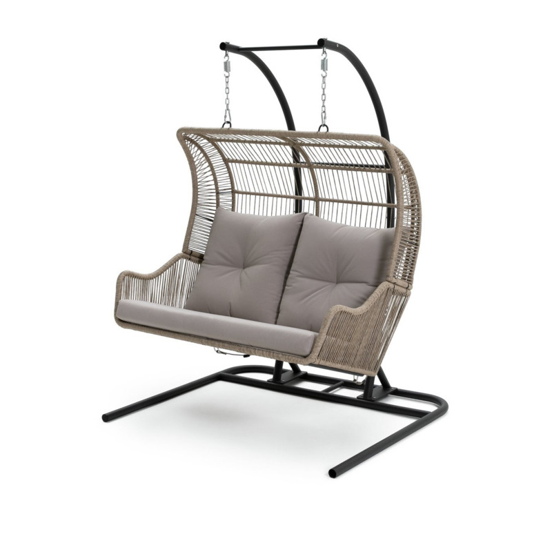 Habitat Malta Double Steel Garden Hanging Chair Beige by Argos