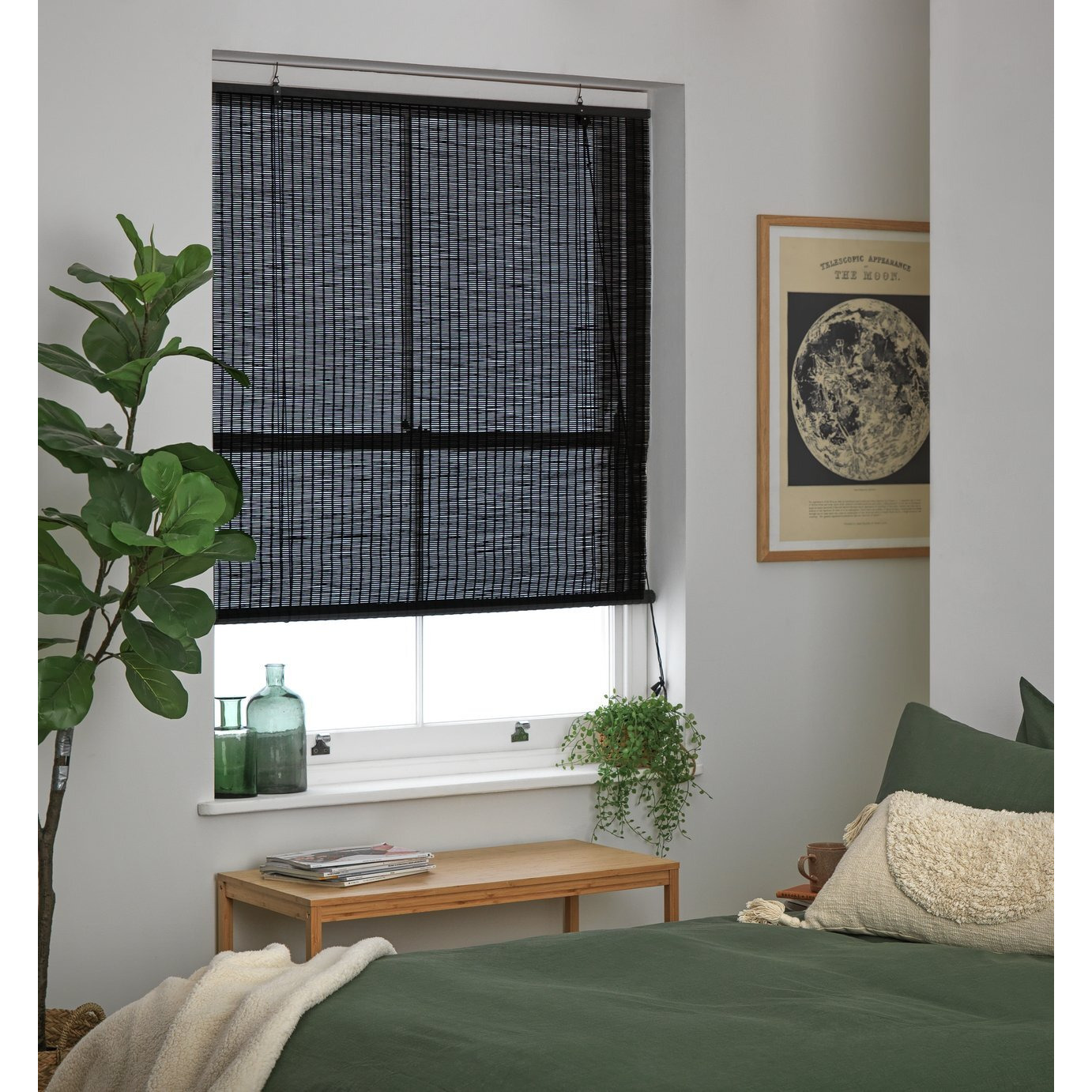Habitat Bamboo Roller Blind - Black - 6ft by Argos | ufurnish.com