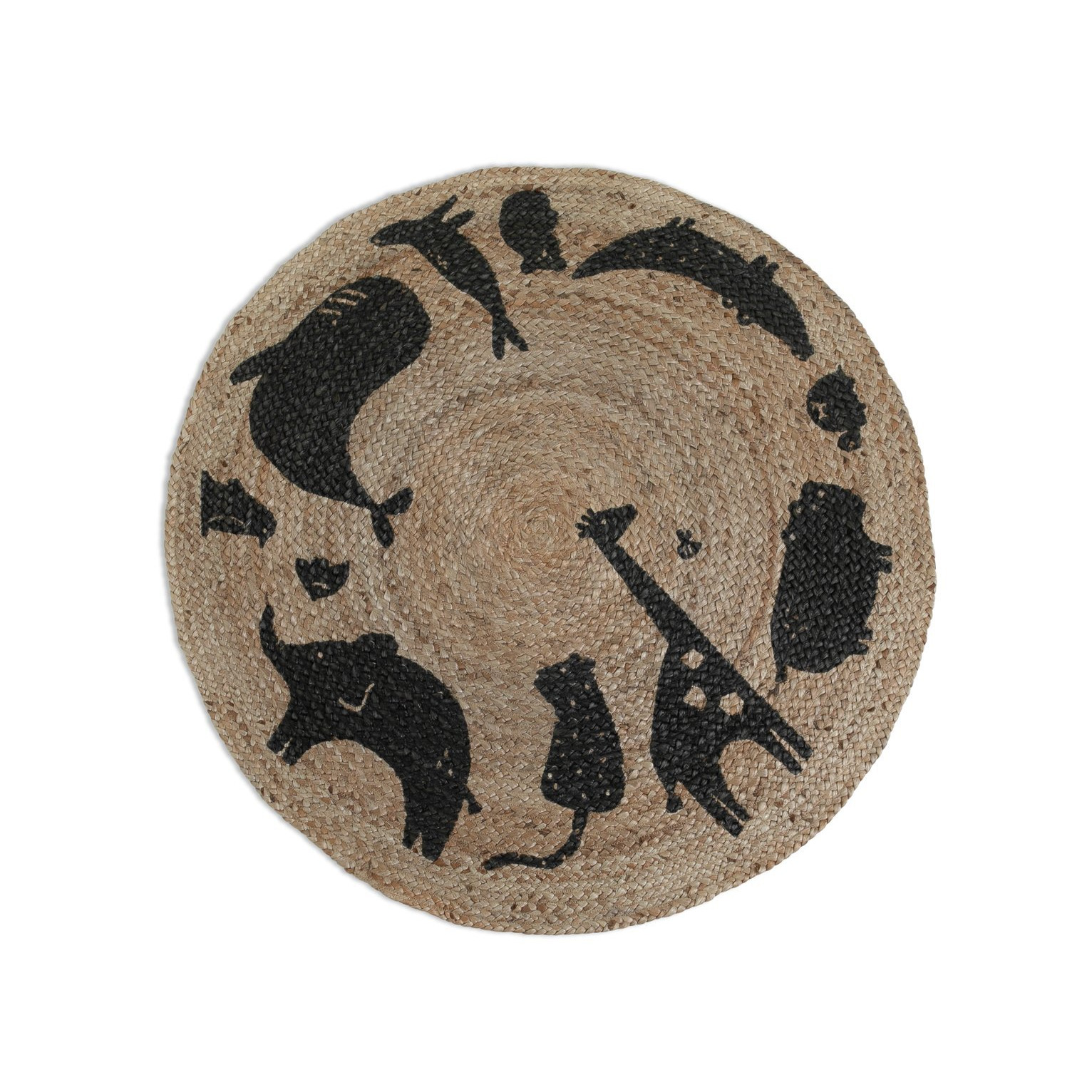 Habitat Kids Animal Abstract Jute Circle Rug Natural by Argos