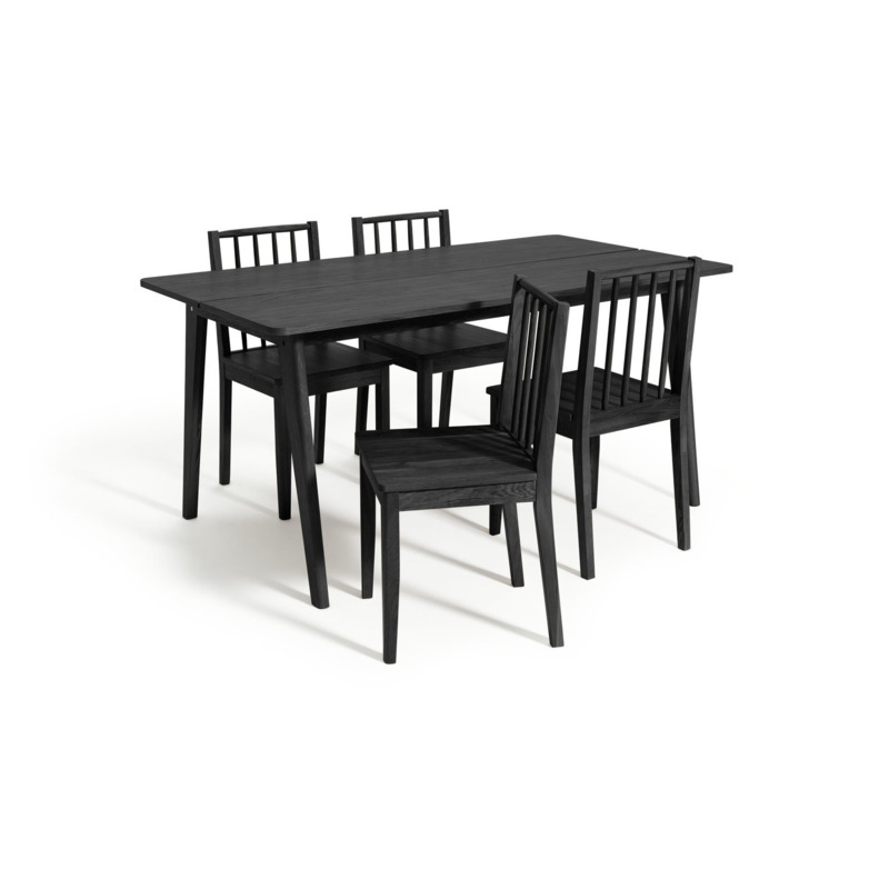 Habitat Nel Wood Dining Table & 4 Black Chairs by Argos