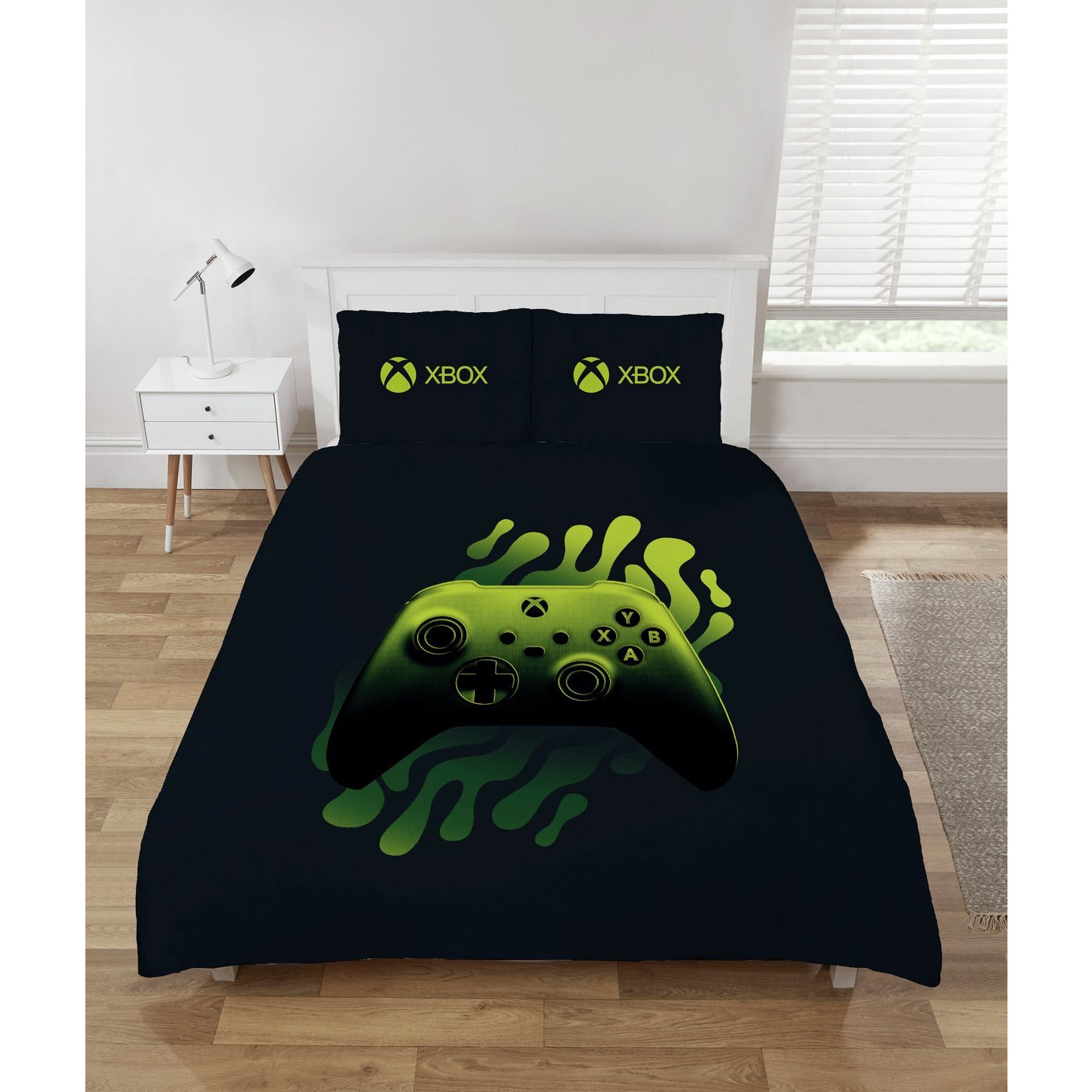 Xbox Pattern Kids Black and Green Bedding Set Double by Argos