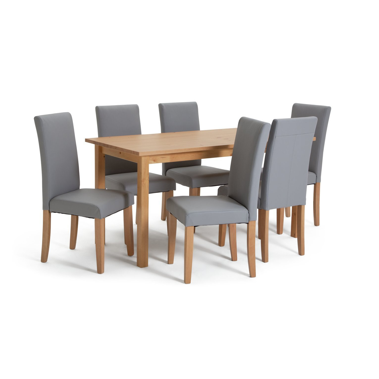 Argos Home Ashdon Solid Wood Dining Table & 6 Grey Chairs by Argos