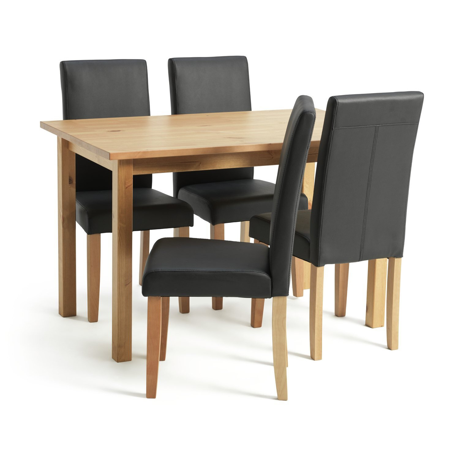 Argos Home Ashdon Solid Wood Dining Table & 4 Black Chairs by Argos