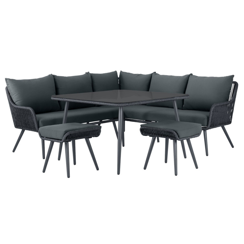 Habitat Malta 6 Seater Rattan Effect Patio Set Black by Argos