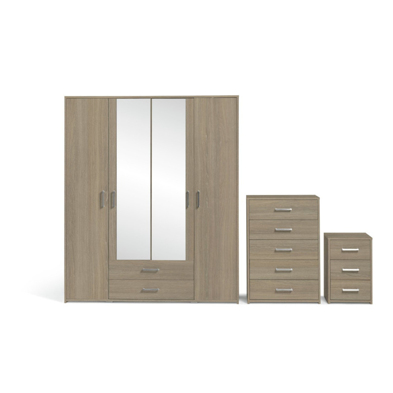 Argos Home Oslo 3 Piece 4 Door Wardrobe Set Grey Oak Effect by Argos