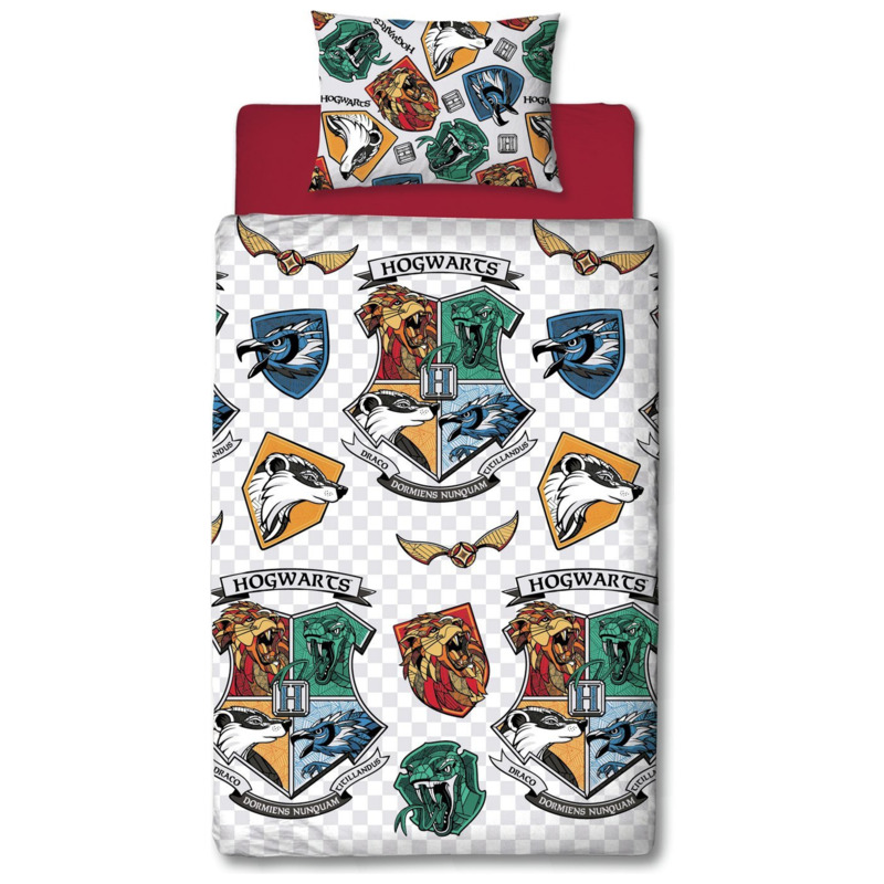 Harry Potter Kids Grid Hogwarts Bedding Set Single by Argos