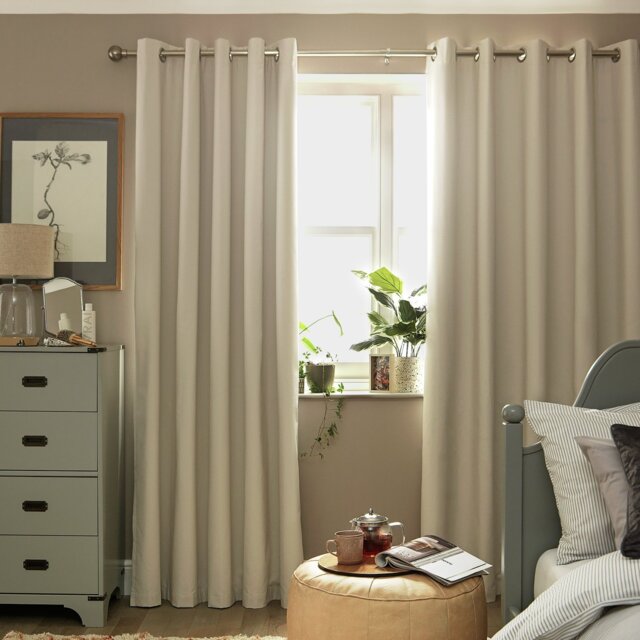 Habitat Plain Blackout Eyelet Curtains - Cream by Argos | ufurnish.com