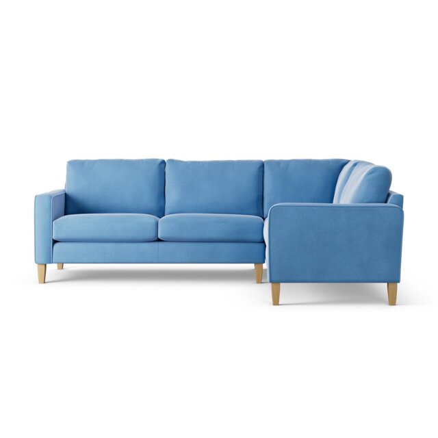 Habitat Flint Velvet Right Hand Corner Sofa-Sky Blue-Ash Leg by Argos ...