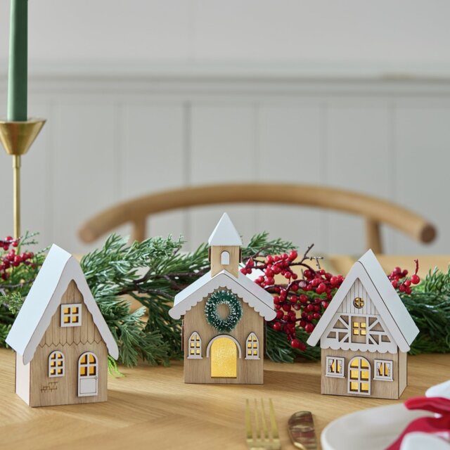 Habitat Light Up Wooden Cottage Set Christmas Decoration by Argos ...