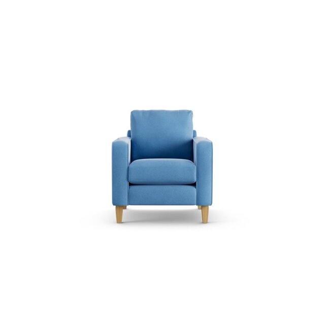 Habitat Flint Velvet Armchair - Sky Blue - Ash Leg by Argos | uFurnish.com