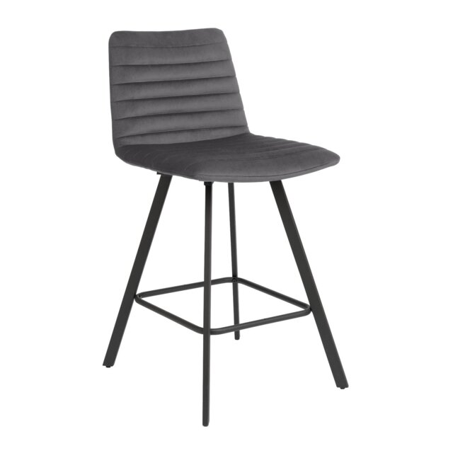 Argos Home Keaton Velvet Counter Bar Stool - Charcoal | uFurnish.com