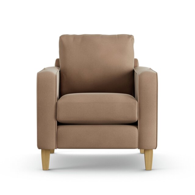 Habitat Flint Velvet Armchair - Latte - Ash Leg by Argos | ufurnish.com
