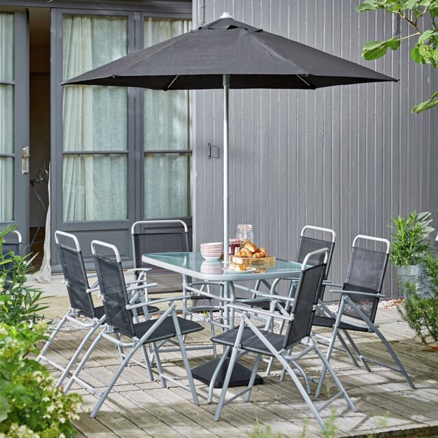 Argos Home Pacific 6 Seater Folding Metal Patio Set - Black by Argos ...