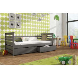 Wooden Single Bed Exo with Storage - Graphite Without Mattresses
