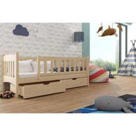 Wooden Single Bed Gucio with Storage - Pine Without Mattresses