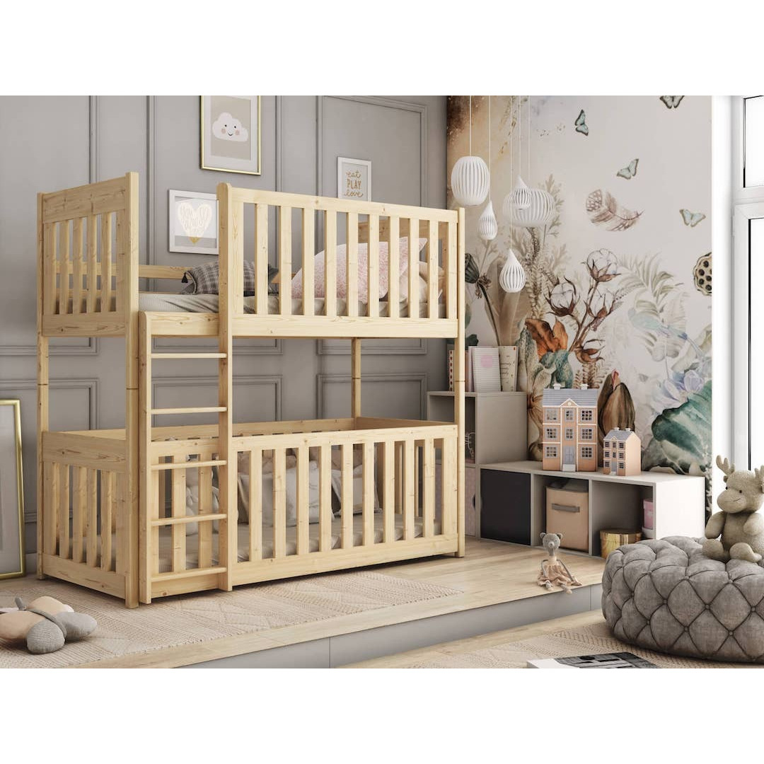 Wooden Bunk Bed Konrad with Cot Bed Pine Bonnell Mattresses by