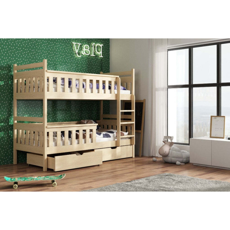 Wooden Bunk Bed Tezo with Storage Pine Without Mattresses by Arthauss