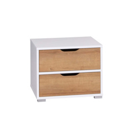 Iwa 11 Bedside Table with Two Drawers - 50cm White