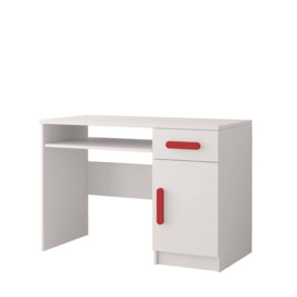 Smyk SM-08 Computer Desk - White Matt 110cm Red