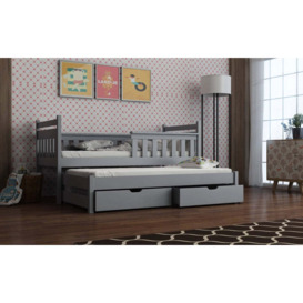 Dominik Bed with Trundle and Storage - Grey Matt Without Mattresses