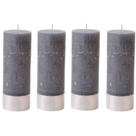 Dark Grey Pillar Candles - 7 x 19cm - Set of 4