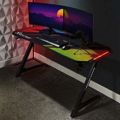 X Rocker X-Rocker Jaguar Rgb Gaming Desk, 150X60Cm Large Gaming Desktop ...