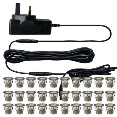 First Choice Lighting Set Of 30 30mm Stainless Steel Ip67 Warm White ...