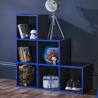 6 Cube Storage Stair Bookcase Unit With Blue Detail by B&Q | ufurnish.com