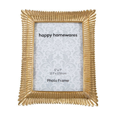 Happy Homewares Elegant And Classic 5X7 Gold Resin Photo Frame With ...