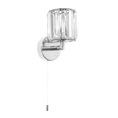 Happy Homewares Modern Chrome Bathroom Light Fitting With Clear Glass ...